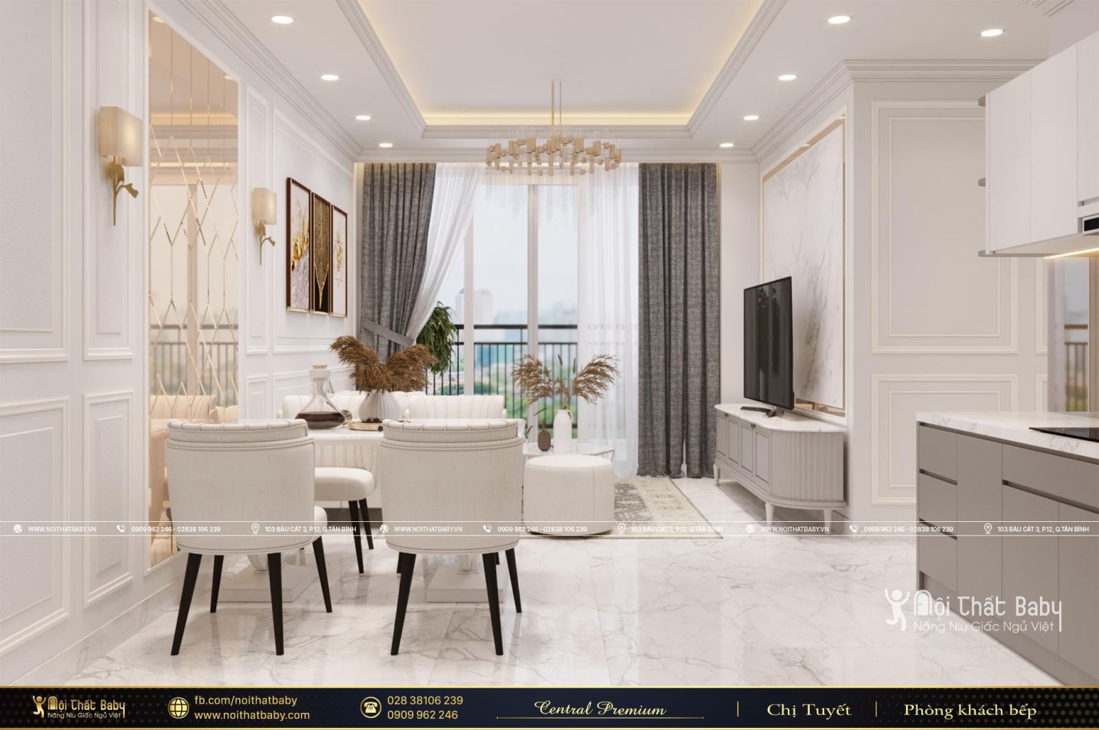 Thiết kế nội thất tân cổ điển sang trọng tại Central Premium Quận 8 73m2
